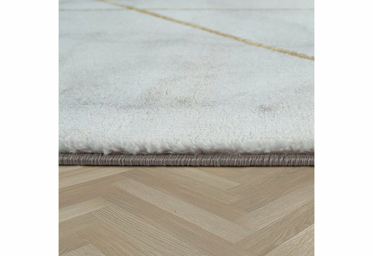 Bild 1 von Läufer Kraft 523, Paco Home, rechteckig, Höhe: 16 mm, Kurzflor, edles Marmor Design, mit gold- oder silberfarbenen Akzenten, Goldfarben