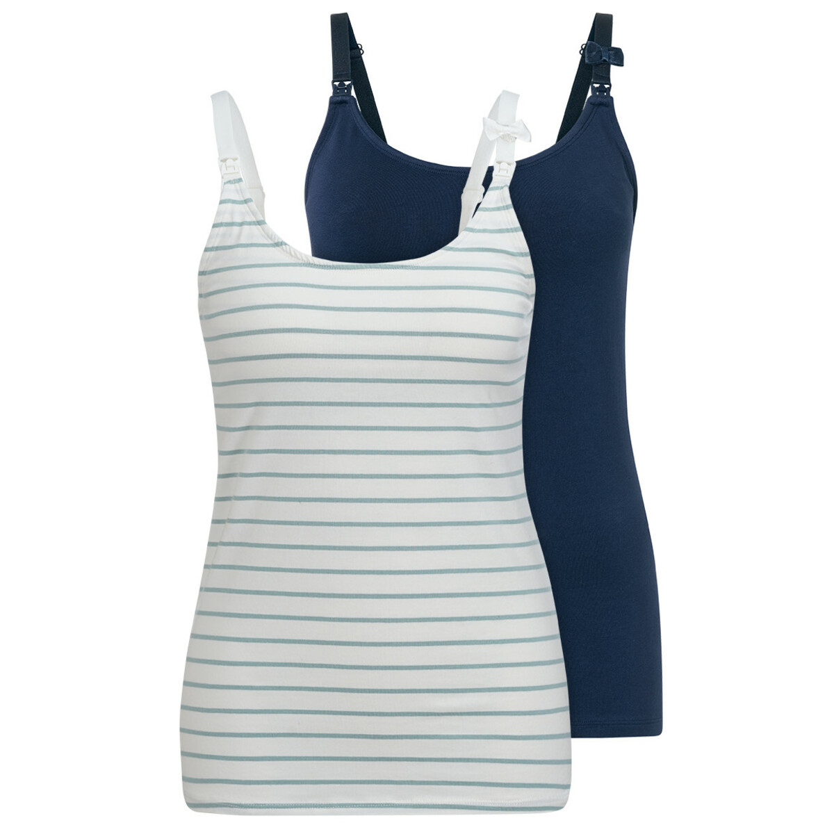 Bild 1 von 2 Damen Still-Unterhemden im Set DUNKELBLAU / CREMEWEISS / GRÜN