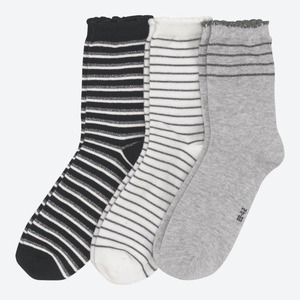 Damen-Socken mit Ringelmuster, 3er-Pack