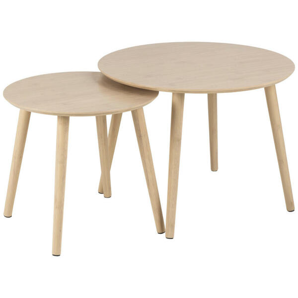 Bild 1 von Couchtischset, Natur, Holz, 2-teilig, Bambus, massiv, rund, konisch, 60x45 cm, Wohnzimmer, Wohnzimmertische, Satztische