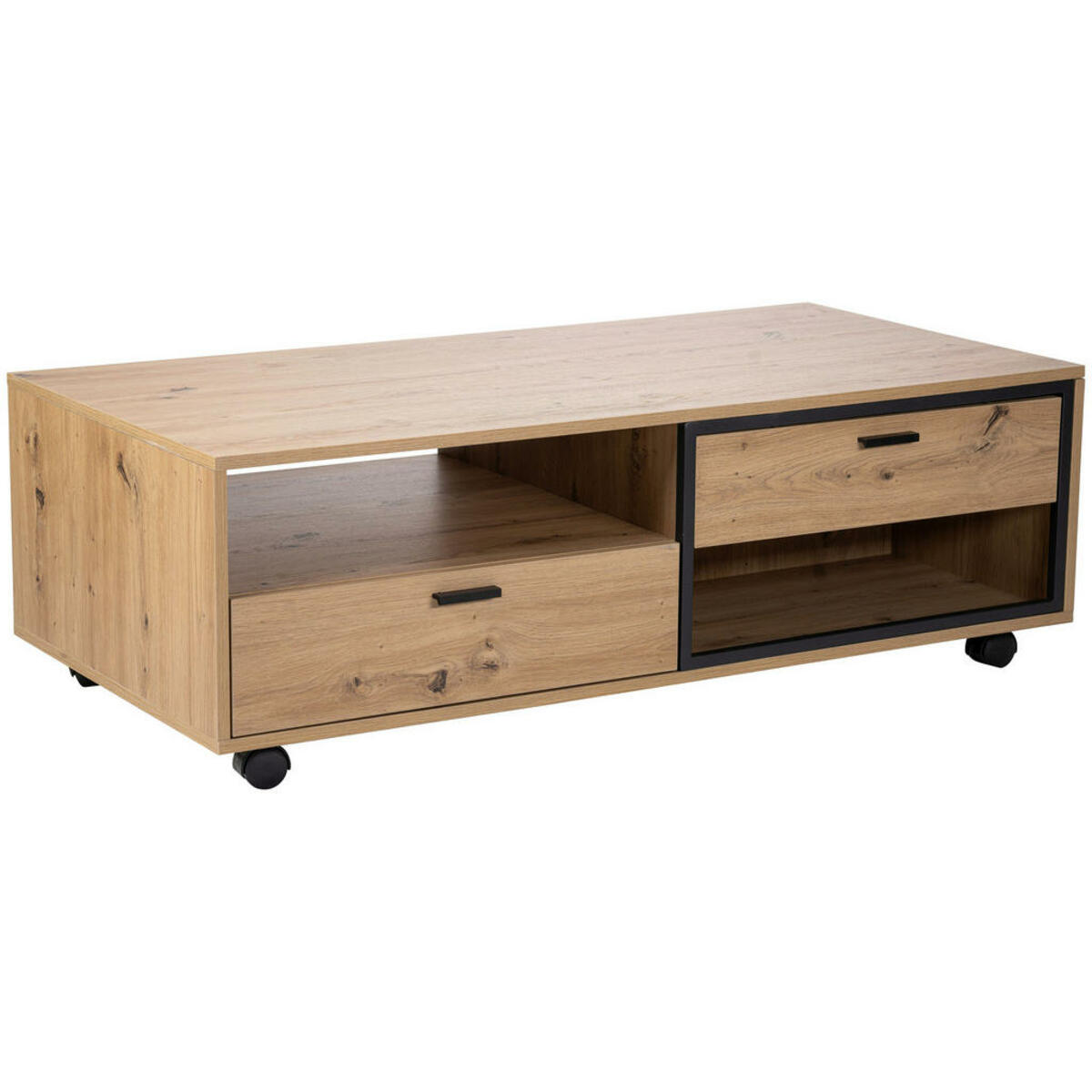 Bild 1 von Boxxx Couchtisch, Schwarz, Eiche Artisan, Kunststoff, 2 Schubladen, rechteckig, 60x40 cm, Stauraum, offenes Fach, Wohnzimmer, Wohnzimmertische, Couchtische, Couchtische mit Stauraum