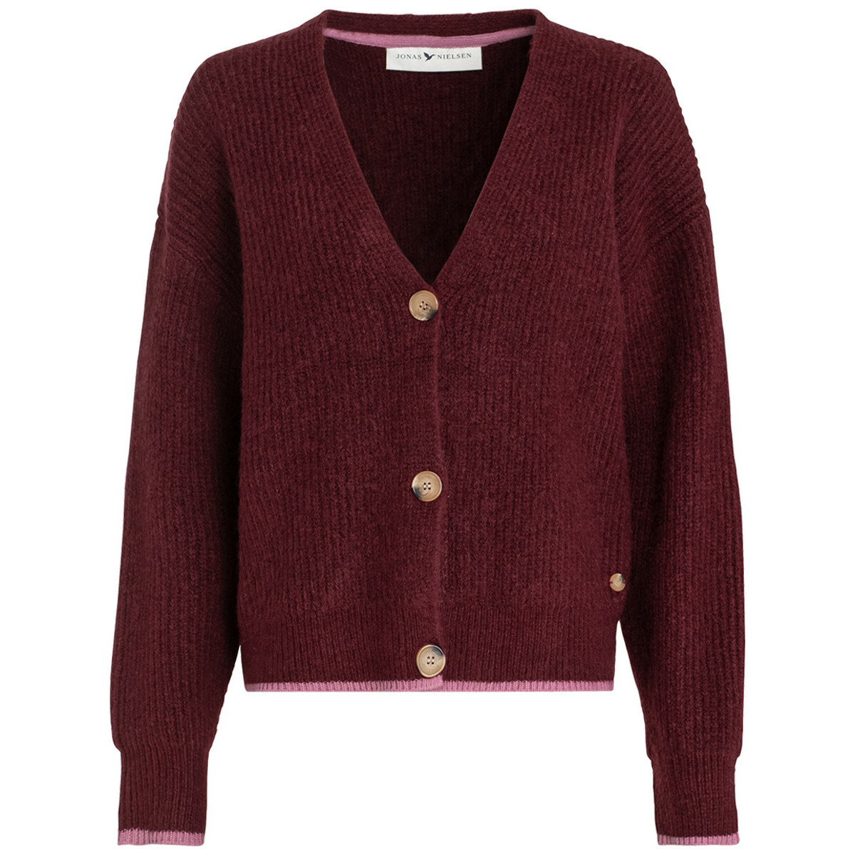 Bild 1 von Damen Strickjacke mit V-Ausschnitt WEINROT