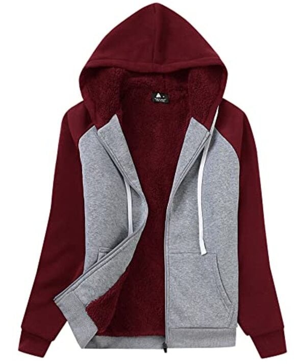 Bild 1 von igeekwell Teddyfutter Hoodie Jacke Damen Reißverschluss Sweatjacke Warm Fleece Winter Herbst Kapuzenpullover Gefüttert Fleecejacke mit Kapuze