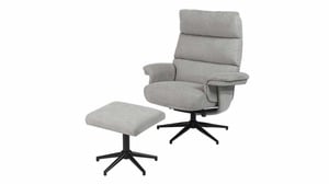 Relaxsessel mit Hocker grau Webstoff drehbar - TOLEDO