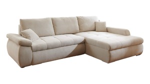 Ecksofa Cordbezug beige 280 x 175 cm Schlaffunktion - ROCHELLE