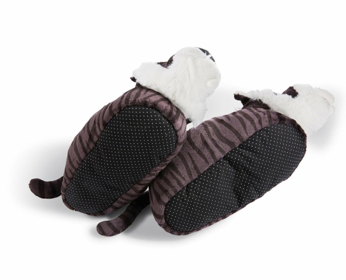 Bild 1 von Nici Säbelzahntiger Plüsch Hausschuhe mit Tiger-Muster, Braun|schwarz