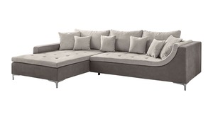 Ecksofa grau 326 x 100 cm mit Kissen - CERINA