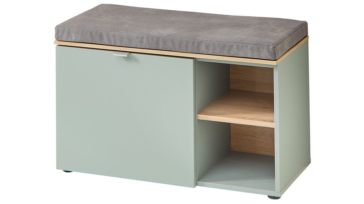 Bild 1 von Garderobenbank mit Stauraum grün 78 cm Schuhbank - BARI