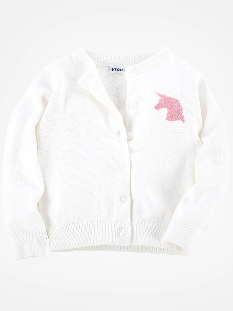 Bild 1 von Mädchen Cardigan mit Glitzerprint
                 
                                                        Weiß