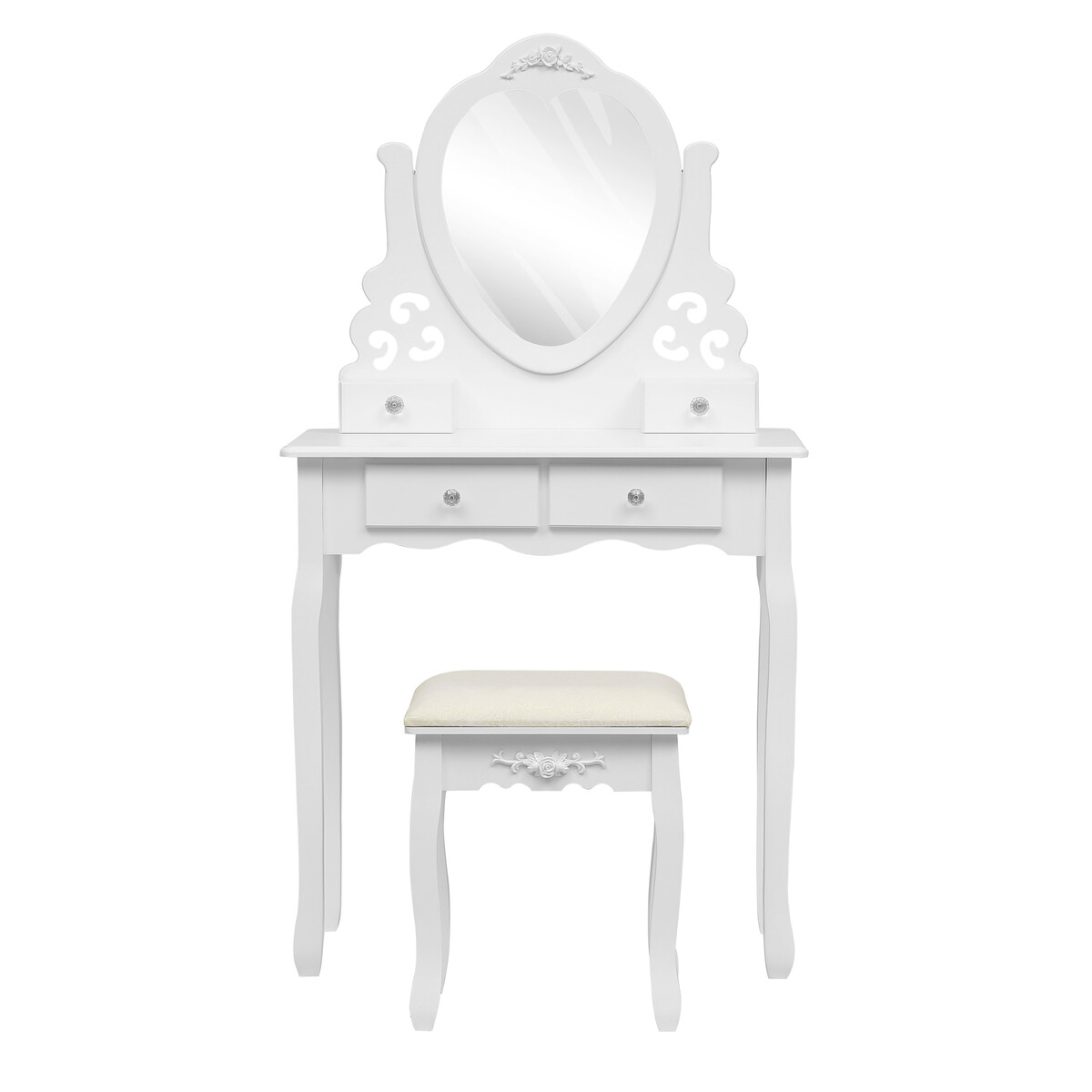 Bild 3 von Happy Home Schminktisch mit Spiegel, 4 Schubladen & Hocker HDT04-WEI weiß