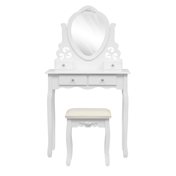 Bild 3 von Happy Home Schminktisch mit Spiegel, 4 Schubladen & Hocker HDT04-WEI weiß