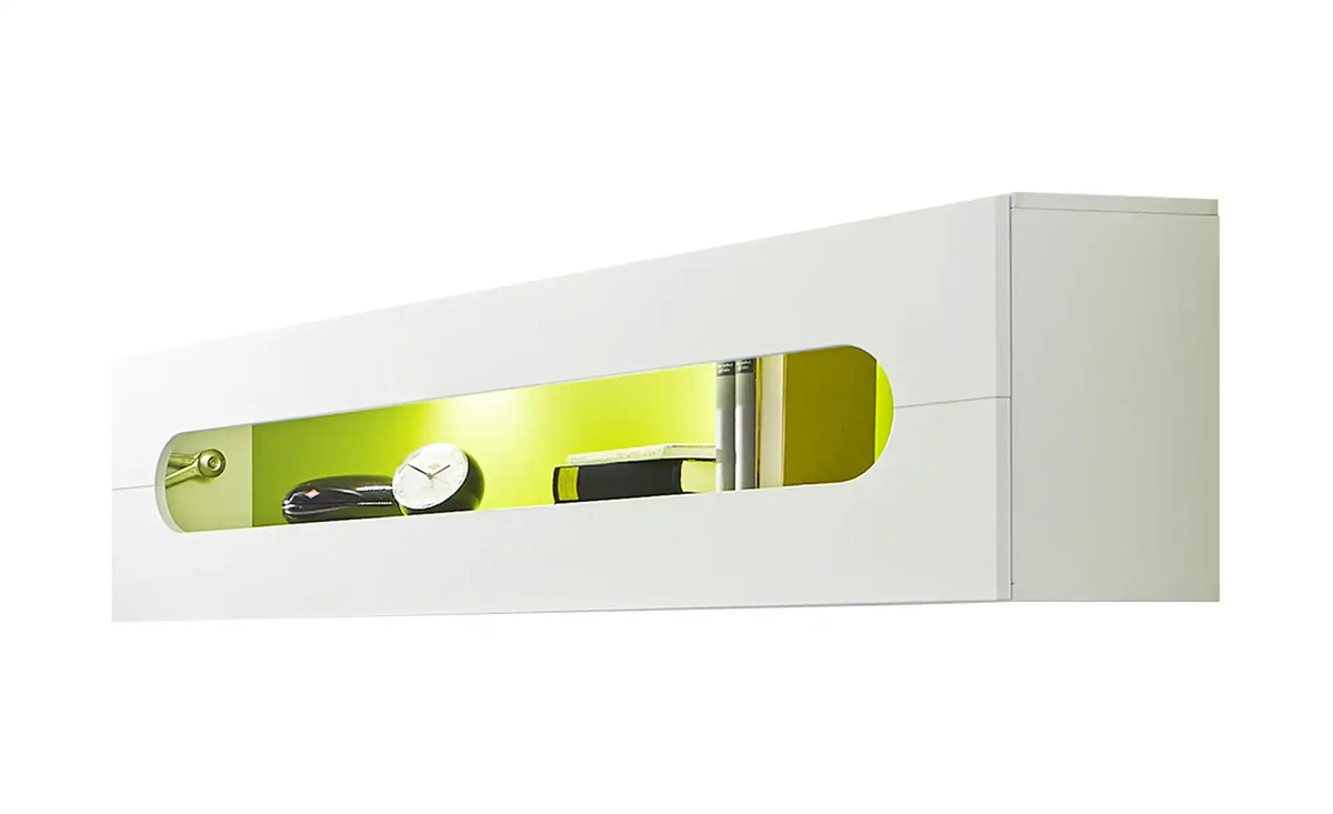 Bild 1 von Hängeregal mit Klappe weiß Maße (cm): B: 180 H: 45 T: 30 Jugendmöbel