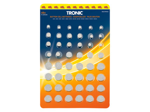 TRONIC® Knopfzellen, 48-Pack, mit 12 verschiedenen Batterietypen