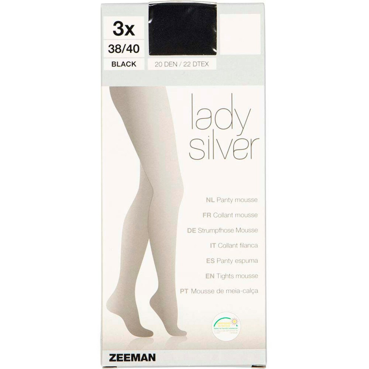 Bild 1 von Lady Silver Strumpfhose 20 den Comfort Fit 3er-Pack, Schwarz, 38/40