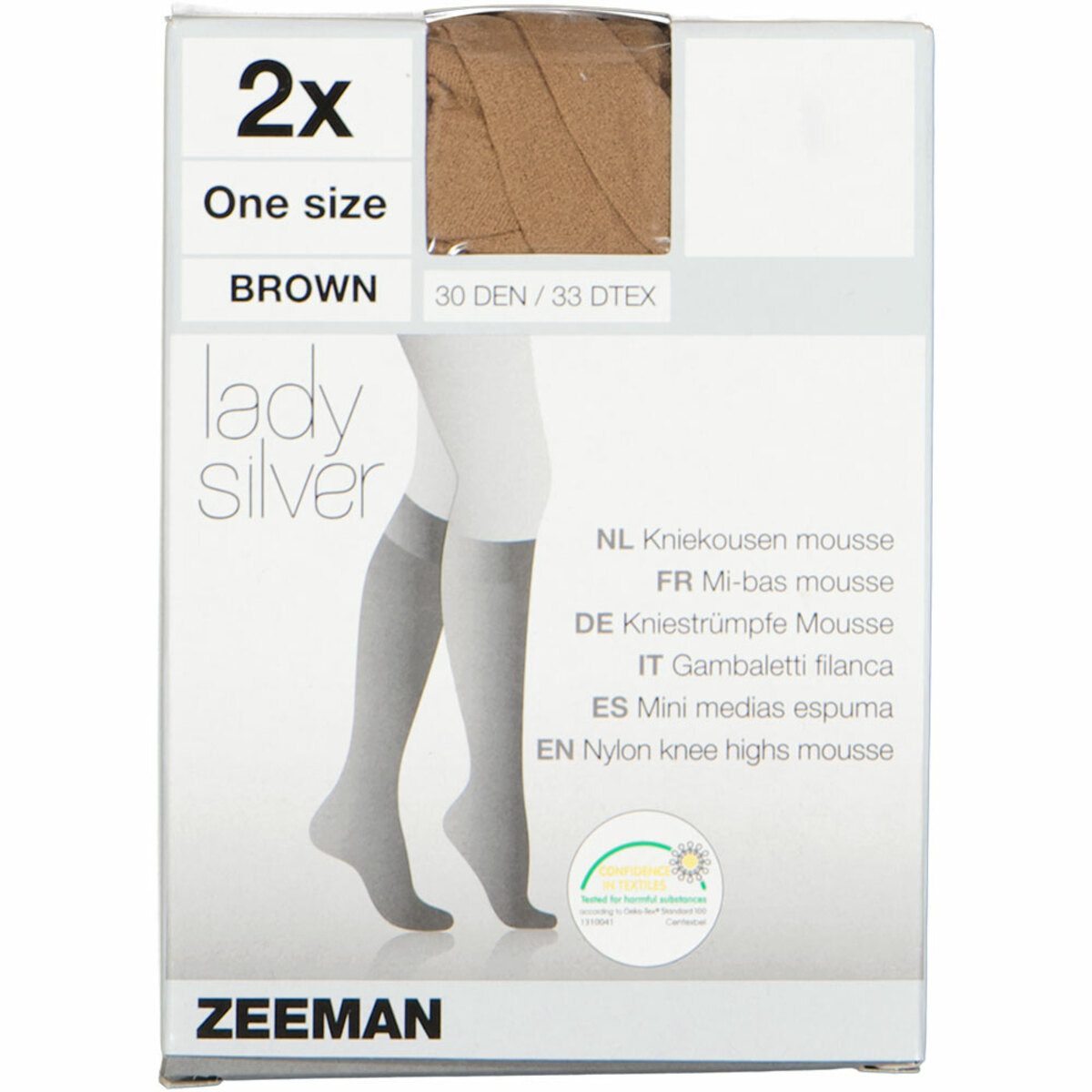 Bild 1 von Lady Silver Kniestrümpfe 30 den Stretch 2er-Pack, Braun, ONE SIZE
