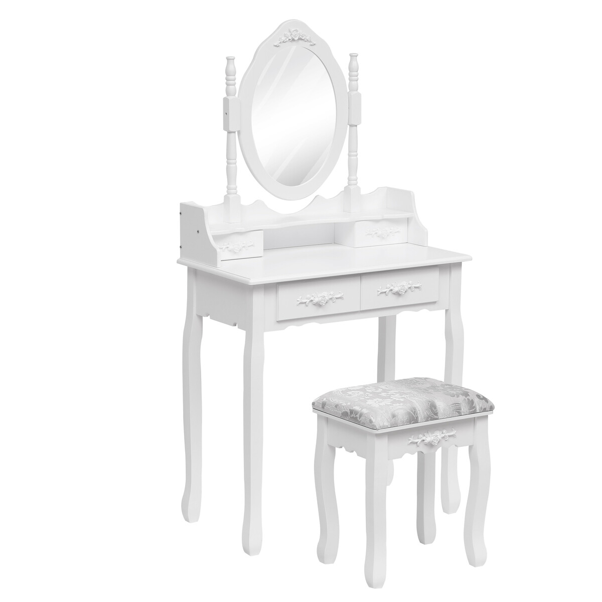 Bild 2 von Happy Home Schminktisch mit Spiegel, 4 Schubladen & Hocker HDT05-WEI weiß