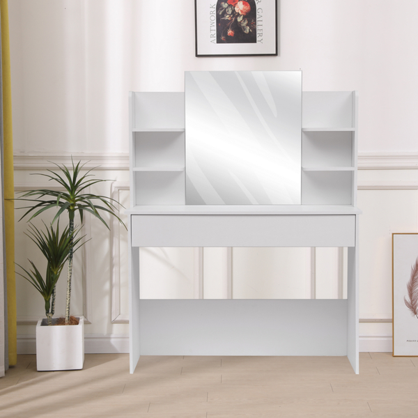 Bild 2 von Happy Home Schminktisch mit Spiegel, 4 Ablagen & 1 Schublade HDT06-WEI weiß