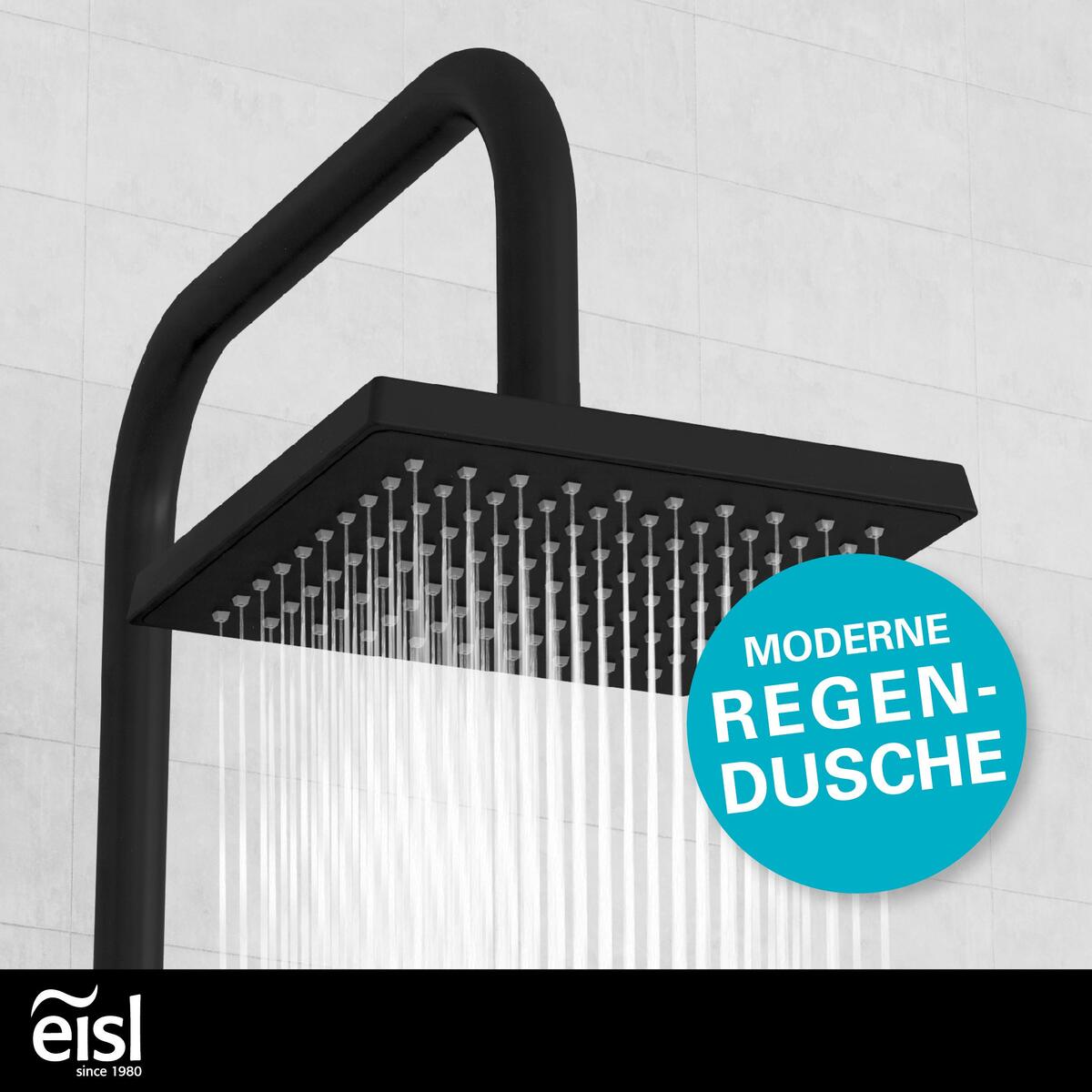 Bild 3 von eisl Duschset EASY ENERGY, Regendusche ohne Armatur, Duschsystem Schwarz matt
