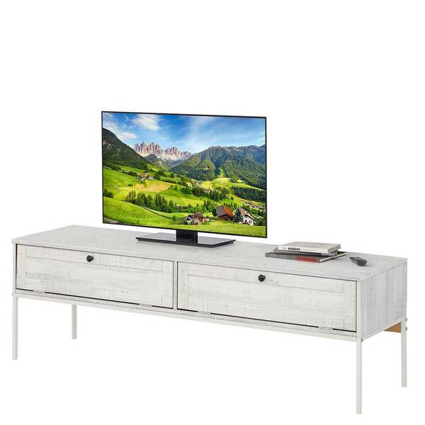 TV Board in Creme Weiß massiv zwei Klappen ansehen!