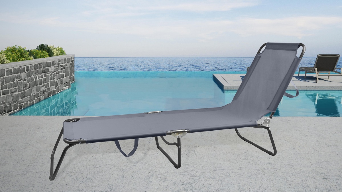 Bild 2 von HC Garten & Freizeit Klappbare Sonnenliege Strandliege, grau