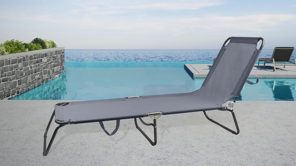 Bild 2 von HC Garten & Freizeit Klappbare Sonnenliege Strandliege, grau