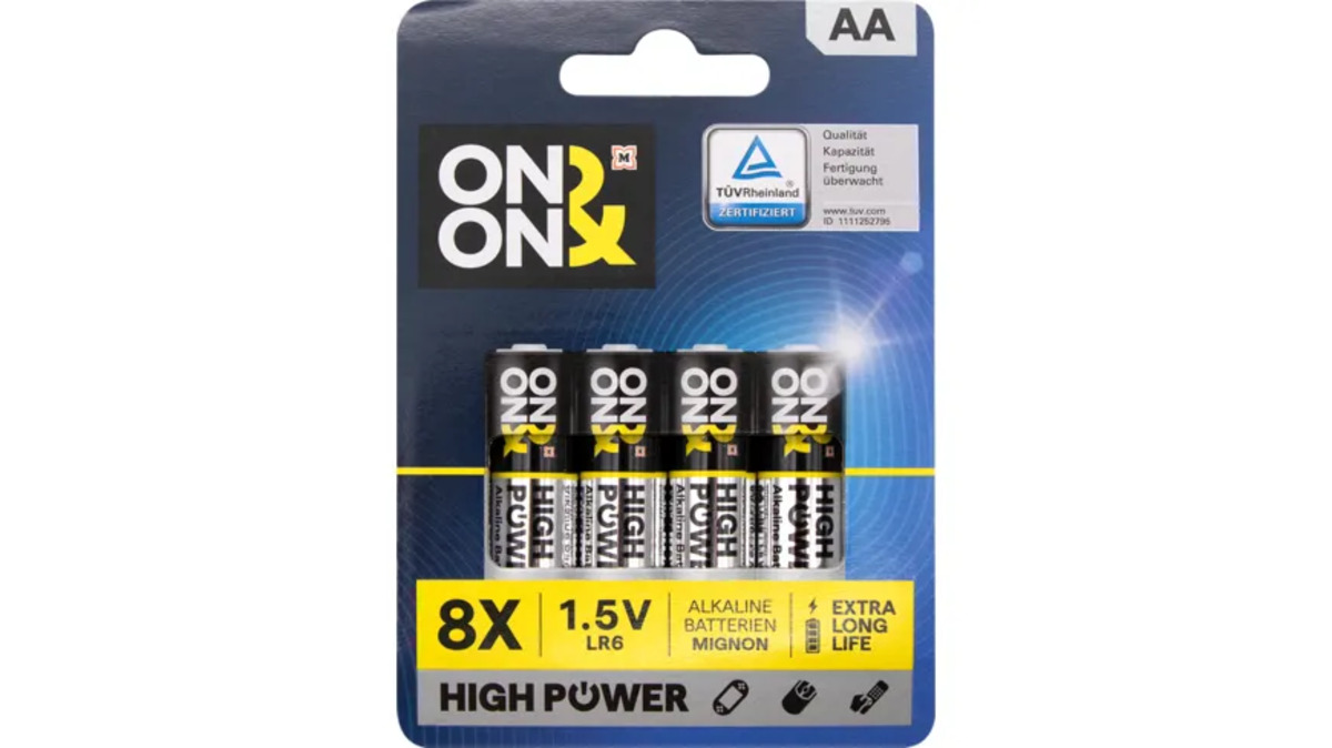 Bild 1 von ON&ON Batterien Mignon AA LR6 1,5V, 8 St