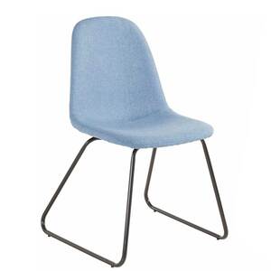 Esstisch Stühle in Hellblau Webstoff Metallbügeln (Set)