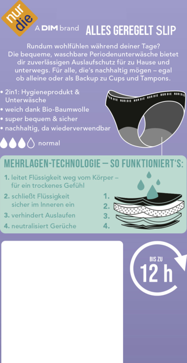 Bild 2 von Nur Die Periodenunterwäsche Slip mittelstark schwarz Gr. L 44-46