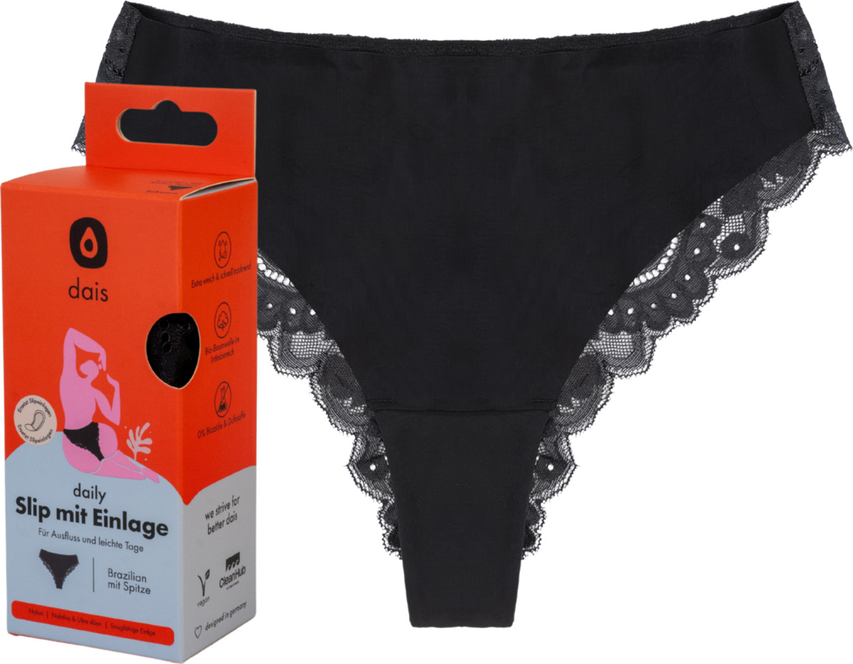 Bild 1 von dais Periodenunterwäsche Brazilian mit Spitze Gr. XL schwarz
