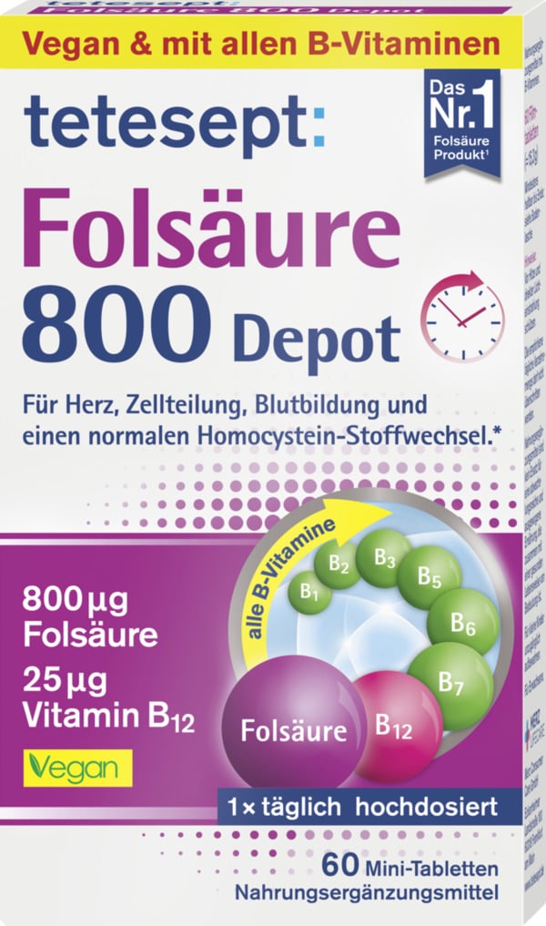 Bild 1 von tetesept Folsäure 800 Depot 60 Mini-Tabletten