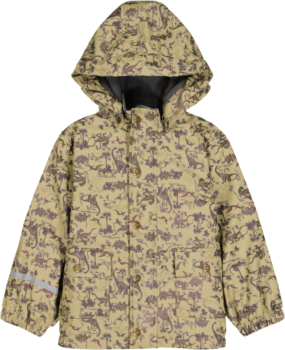 Bild 1 von Mikk-Line Regenjacke gefüttert & mit Dino-Muster, braun, Gr. 98/104