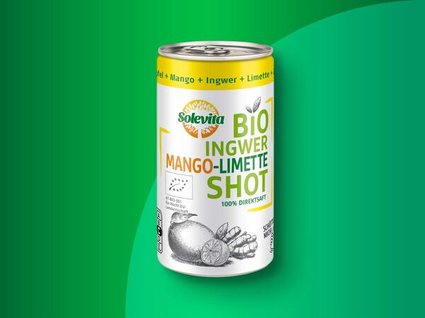 Bild 1 von Solevita Bio Ingwer Mango-Limette Shot, 
         150 ml zzgl. -.25 Pfand