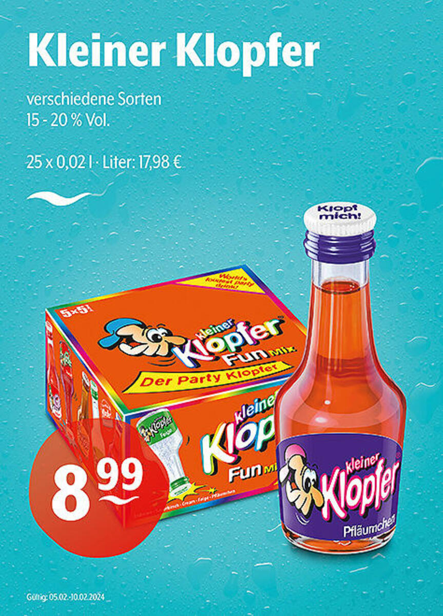 Bild 1 von Kleiner Klopfer verschiedene Sorten
15 - 20 % Vol.