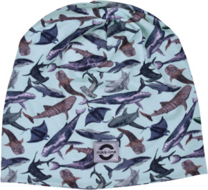 Mikk-Line Mütze mit Hai-Muster, blau, Gr. 110/116