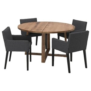 MÖRBYLÅNGA / MÅRENÄS  Tisch und 4 Armlehnstühle, Eichenfurnier braun las./schwarz Gunnared dunkelgrau 145 cm