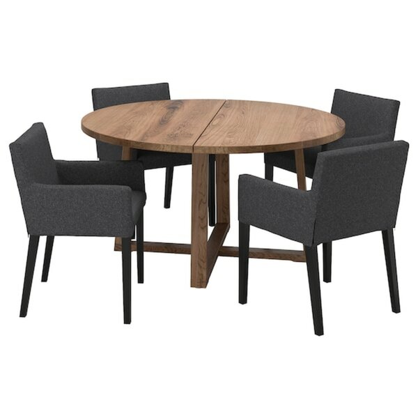 Bild 1 von MÖRBYLÅNGA / MÅRENÄS  Tisch und 4 Armlehnstühle, Eichenfurnier braun las./schwarz Gunnared dunkelgrau 145 cm