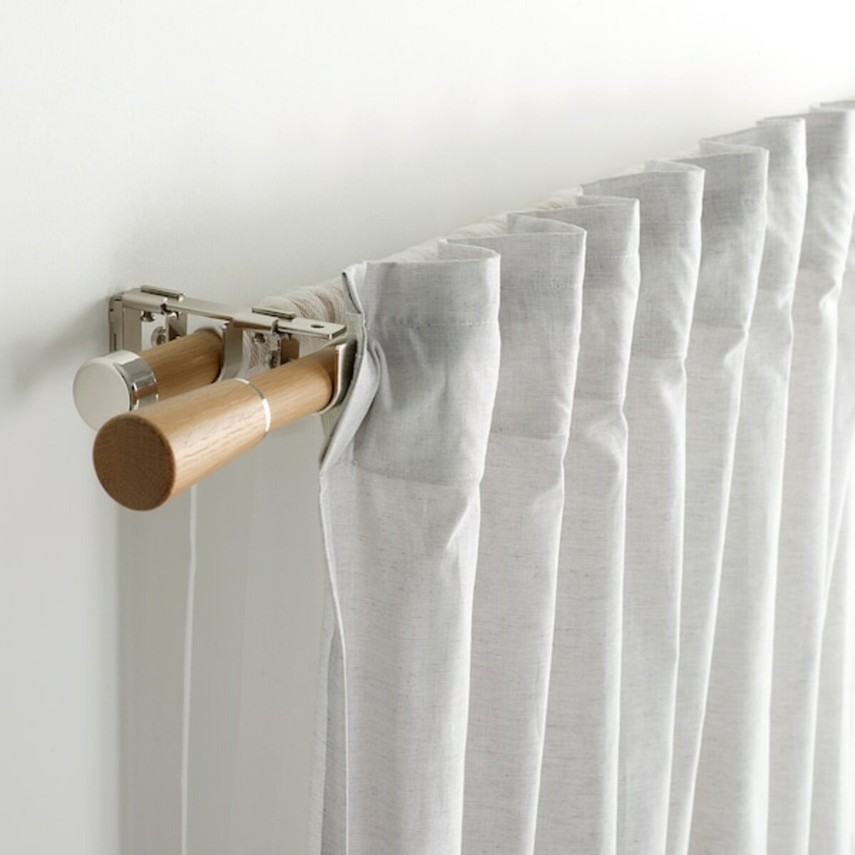 Bild 3 von KÄGELKAKTUS  Gardinenstangen-Set doppelt, Eichenachbildung 120-210 cm 28 mm