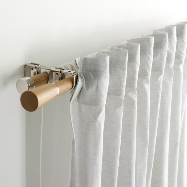 Bild 3 von KÄGELKAKTUS  Gardinenstangen-Set doppelt, Eichenachbildung 120-210 cm 28 mm