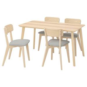 LISABO / LISABO  Tisch und 4 Stühle, Esche/Tallmyra weiß/schwarz 140x78 cm