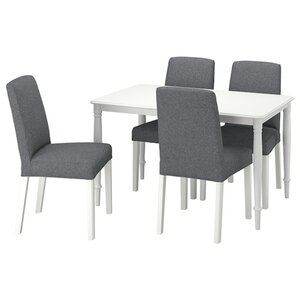 DANDERYD / BERGMUND  Tisch und 4 Stühle, weiß/Gunnared mittelgrau 130 cm