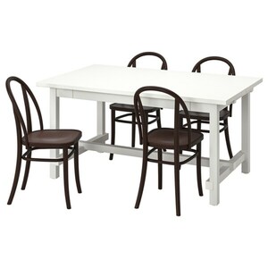 NORDVIKEN / SKOGSBO  Tisch und 4 Stühle, weiß/dunkelbraun 152/223 cm