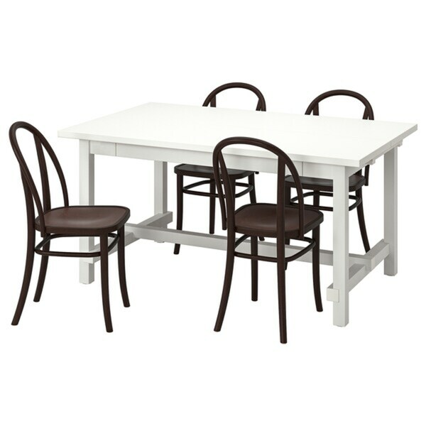 Bild 1 von NORDVIKEN / SKOGSBO  Tisch und 4 Stühle, weiß/dunkelbraun 152/223 cm