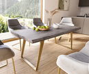 Bild 1 von Esstisch Edge 180x90 XL Akazie Platin Edelstahl Gold Schräg Live-Edge