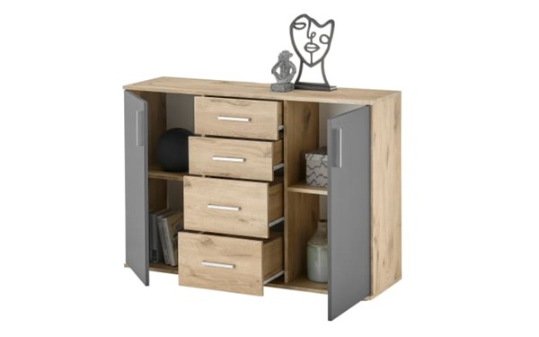 Bild 3 von Bega - Kommode BC 1040, Eiche-Nachbildung/grau, 120 x 84 cm