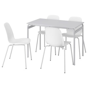 GRÅSALA / LIDÅS  Tisch und 4 Stühle, grau/weiß weiß 110 cm