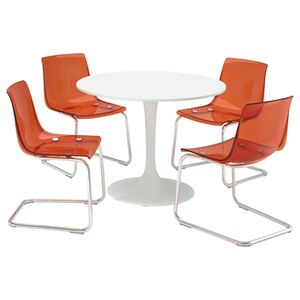 DOCKSTA / TOBIAS  Tisch und 4 Stühle, weiß weiß/braun/rot 103 cm