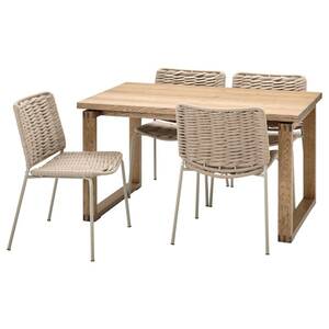 MÖRBYLÅNGA / TEGELÖN  Tisch und 4 Stühle, Eichenfurnier/beige beige 140x85 cm