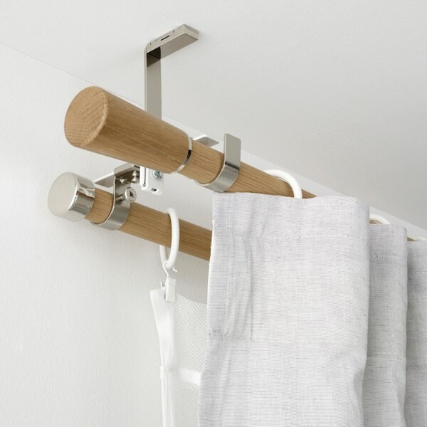 Bild 4 von KÄGELKAKTUS  Gardinenstangen-Set doppelt, Eichenachbildung 120-210 cm 28 mm