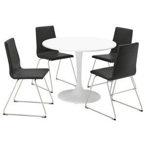 DOCKSTA / LILLÅNÄS  Tisch und 4 Stühle, weiß/verchromt Glose schwarz 103 cm