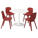 Bild 1 von DOCKSTA / ODGER  Tisch und 4 Stühle, weiß/rot 103 cm